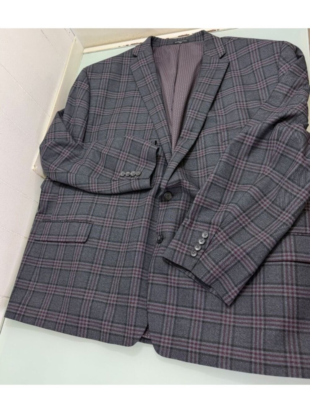 Shaquille O'Neal XLG Blazer Jacket 58R Sport Coat Windowpane Plaid Double Vent